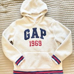 GAP Logo 1969 Sherpa Hoodie Sweatshirt - Kids Size XL - women’s size 2