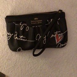 Juicy Couture Wristlet Used Black With White Cursive Print