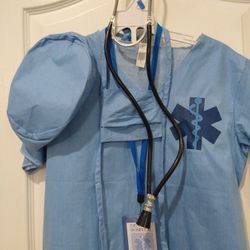 6 Pc Doctor Surgeon Nurse Scrubs Halloween Cosplay Costume Child Size Medium 8-10 Boy Girl