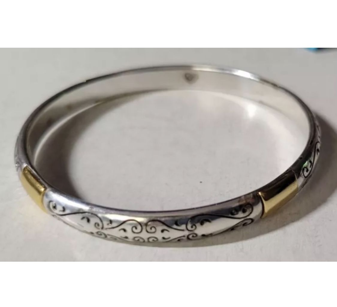 Brighton VENEZIA Silver & Gold Scrolled Bangle Bracelet