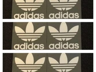 6 White Adidas Iron On Logos 2 Inches Wide