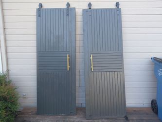 Barn doors with track and hardware