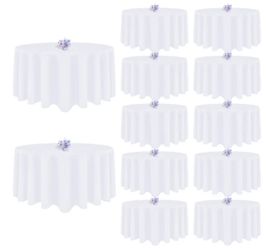 12 Pack White Round Tablecloth 120 Inch Round Table Cloth, Wrinkle Resistant and Washable Tablecloth Polyester Fabric
