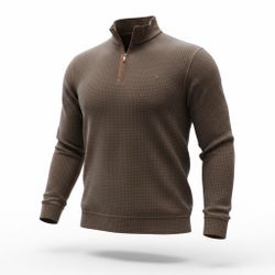 New Mens XXL 2XL  Polo Ralph Lauren 1/4 Zip Pullover Houndstooth Sweater Brown