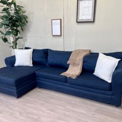 WE DELIVER! 🚚 - Bob’s Furniture Blue Modern L Sectional Couch with Chaise