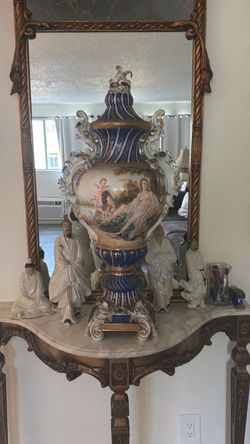 Exceptional European Porcelain Centerpiece-Dresden/Rococo style-Cobalt Blue & Gold