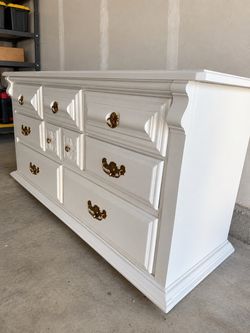 Refinished Vintage Cream Dresser / TV Stand - 60”