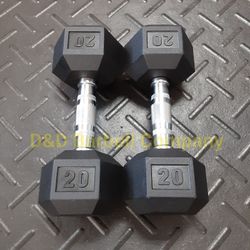 20lb Rubber Hex Dumbbells PAIR BRAND New