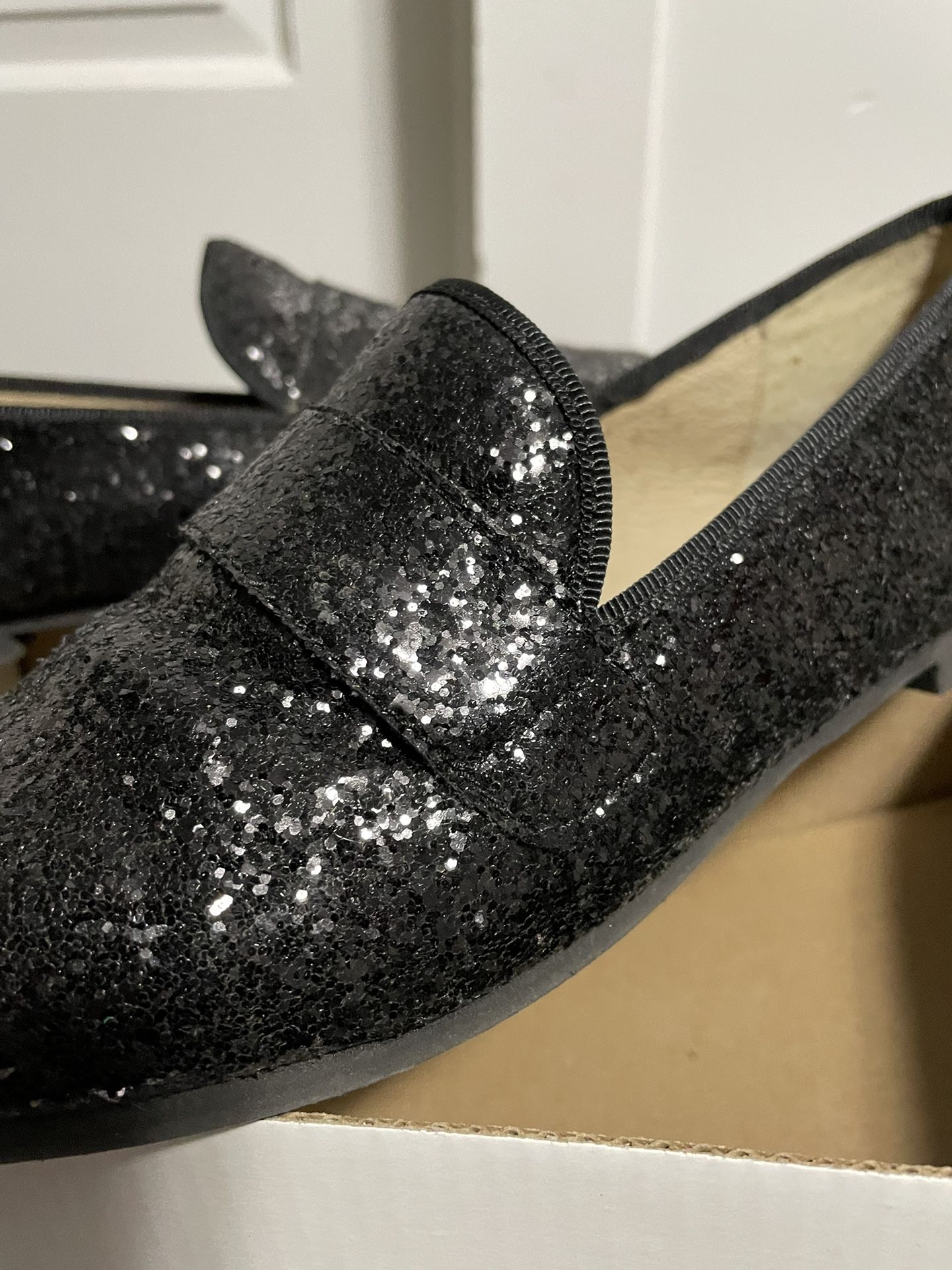 Steve Madden Black Glitter Flats