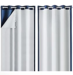 Set of 2 off-white 100% blackout curtain panels