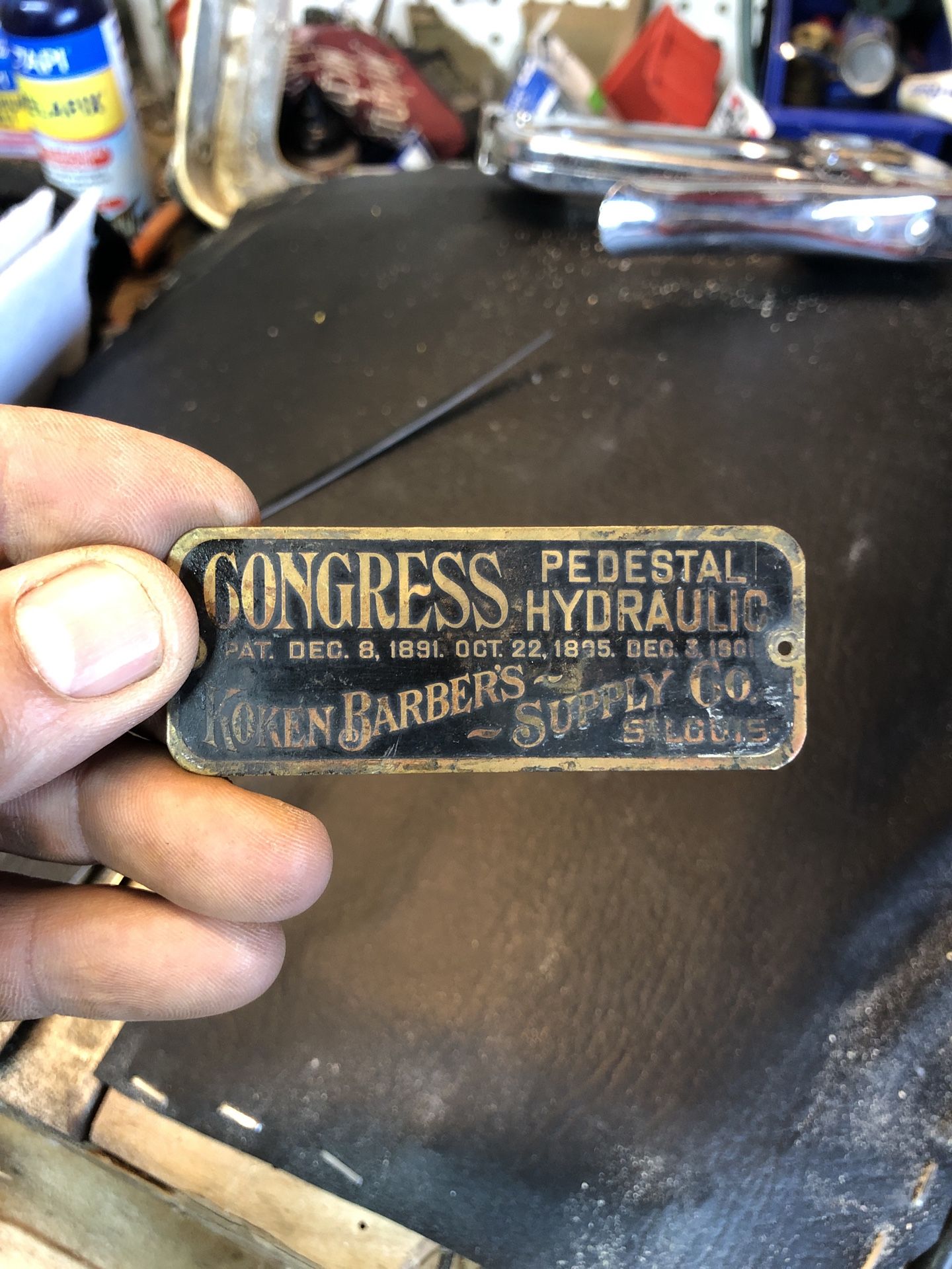 Koken Original Brass Congress Barber Chair Tag