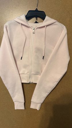 Light Pink Cropped Zip-Up Hoodie size xs