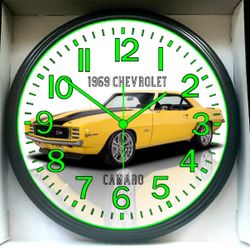1969 Chevrolet Chevy Camaro Garage Shop Glow In The Dark Wall Clock New