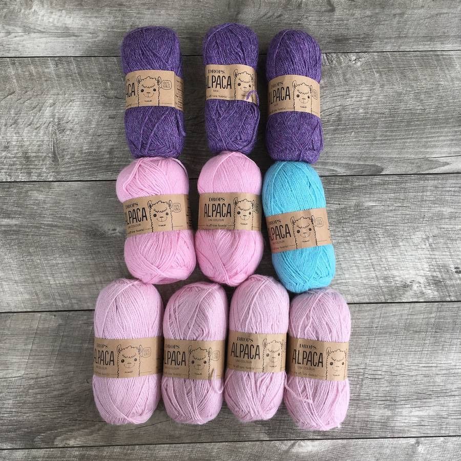 Large Lot 10 Drops Alpaca Yarn Skeins both Uni Colour and Mix