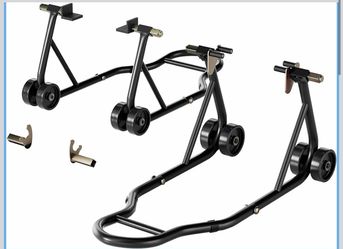SPECSTAR Universal Motorcycle Stands 882 Lbs Capacity,Black Front Rear Wheel Lift Combo with U+L Adjustable Swingarm Spool, Paddock Stand fit for BMW,