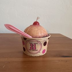 Baskin Robbins 31 Flavors Ice Cream Sundae Cup Wax Candle Spencer’s Gifts 1980’s