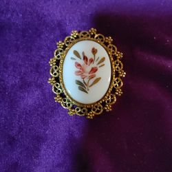Finely Painted on Porcelain Dress Pin