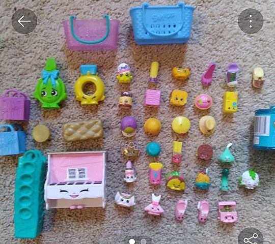 Shopkins, includes individuals, lists, ballerina set, and grocery bags