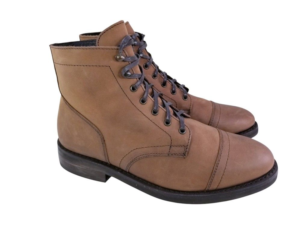 THURSDAY EVERYDAY BOOT MAN CAPTOE BROWN LEATHER LACES SIZE 10 WIDE NWOT
