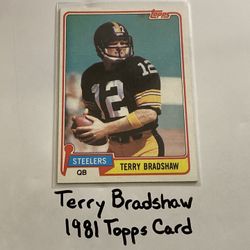 Terry Bradshaw Pittsburgh Steelers Hall of Fame QB 1981 Topps Card. 