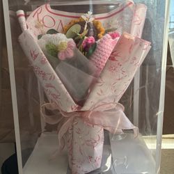 Crochet Flower Bouquet Pink Valentine Gift