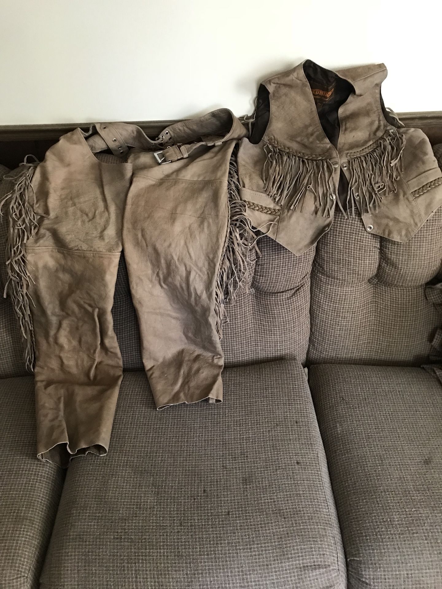 Leather Chaps and vest size XL