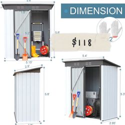 ✌️ 5 x 3 Ft Outdoor Storage Shed, Galvanized Metal Garden Shed with Lock, Sun Protection Storage Sheds and Waterproof Tool Shed for Courtyard, Lawn