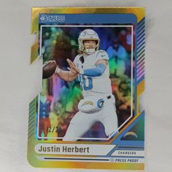 Justin Herbert 2024 Donruss Optic Football Gold Die Cut 12/25