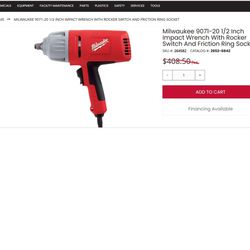 Milwaukee Heavy Duty Corded Impact Wrench Driver  (1/2”) with Carrying Case, Like NEW