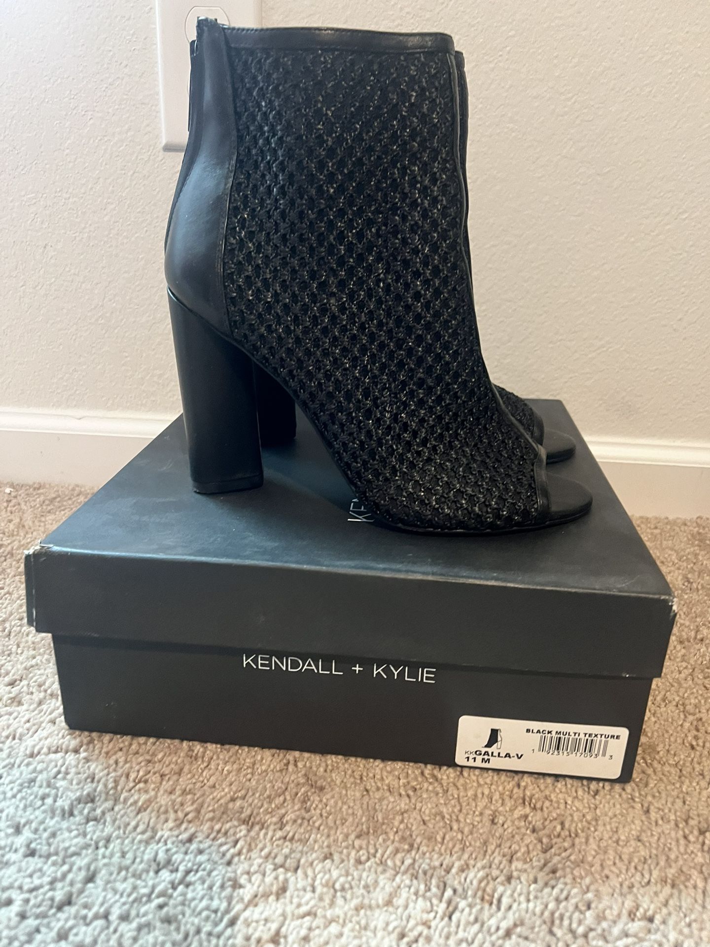 Kendal + Kylie Black Peep Toe Bootie Size 11