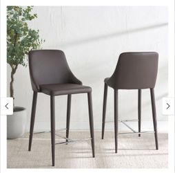 SAFAVIEH 26-inch Summerset Brown Counter Stool (Set of 2) - 26” x 18.9" x 37.4"