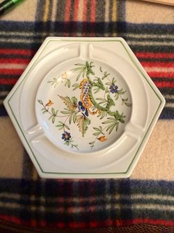 Vintage hexagonal porcelain dish /catch-all ashtray. Hand made in Italy.