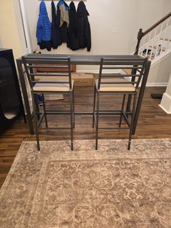 New Assembled Indoor Or Outdoor Bar Hight Table With Two Chairs