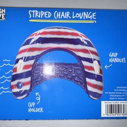Striped Lounge Chair Pool Float 45in X 36.5in X 11.81 with cup holder Age +8