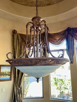 Ornate Chandelier with Glass Bowl Shade