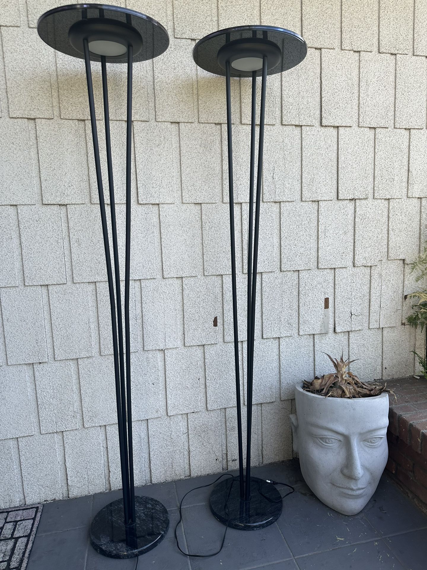 Gorgeous Postmodern Torchiere Floor Lamps With Marble Base