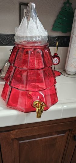 Brand New Christmas Tree Beverage Dispencer  With Three Matching Cups