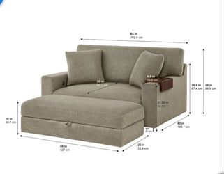 Thomasville Gilroy Fabric Oversized Storage Chair and Storage Ottoman