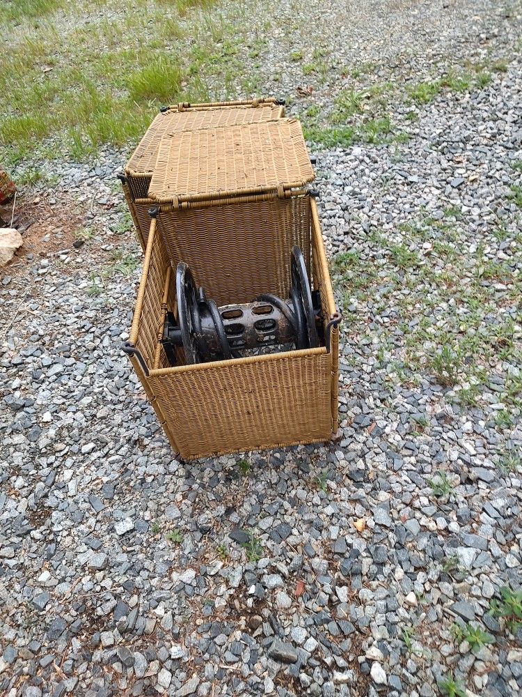 Two Wicker Water Hose Reels 
