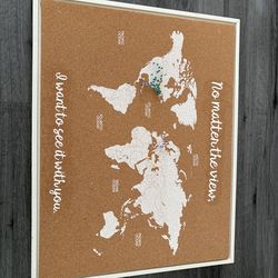 Corkboard World map with pins