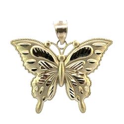 Woman’s Ladies 10k Yellow Gold 1” Inch Butterfly Charm Pendant For Necklace GP3124493