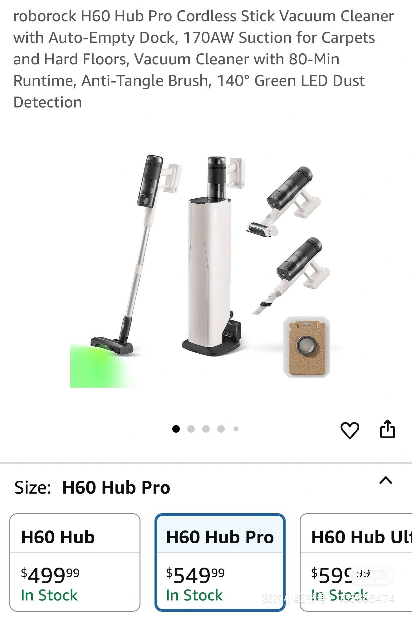 roborock H60 Hub Pro Cordless Stick Vacuum Cleaner with Auto-Empty Dock
