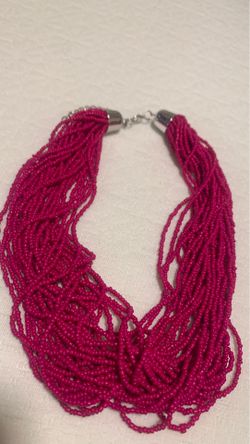 Beaded necklace hot pink
