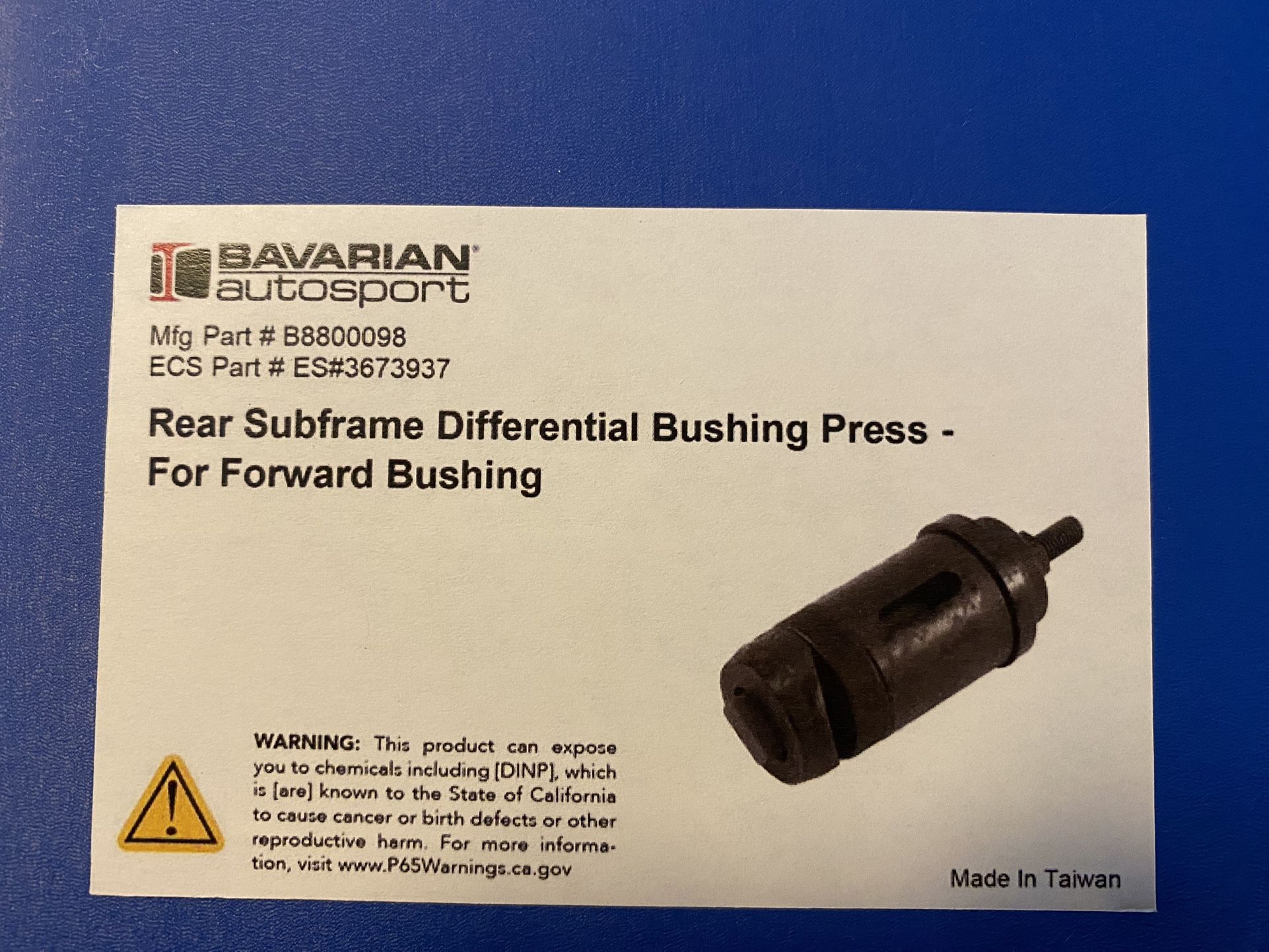 BMW e46 Rear Differential Bushing Removal/Installation Tool