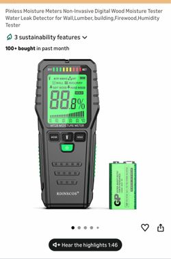 Pinless Moisture Meters Non-Invasive Digital Wood Moisture Tester Water Leak Detector for Wall,Lumber, building,Firewood,Humidity Tester