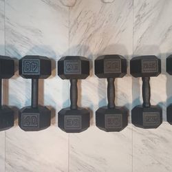 (BRAND NEW)HEX DUMBBELLS PAIR 40LB, 30LB, 25LB DURABLE RAPTOR COATING - $190 (Harahan)