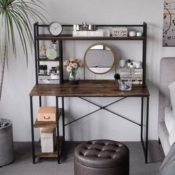 RUSTIC BROWN DESK WITH SHELF BRAND NEW