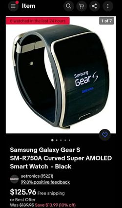 Samsung Galaxy Gear S SM-R750A Curved Super AMOLED Smart Watch - Black