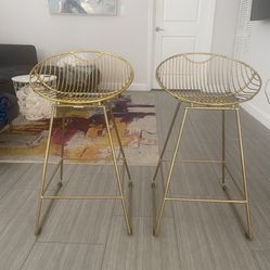 4 Gold Bar Stools 