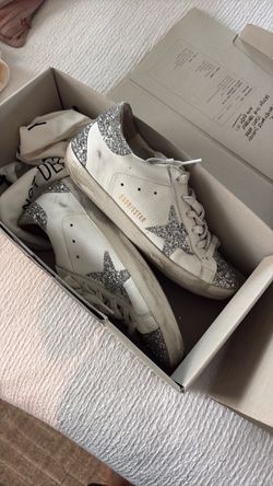 Sparkly golden goose sneakers